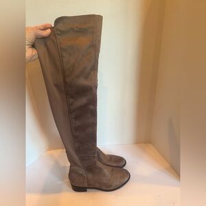 Fashion Nova Sperry ladies over the knee brown suede feel boots 9